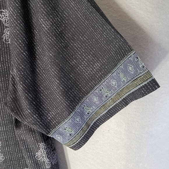 Tommy Bahama Hawaiian Silk Shirt Mens M Black Buttons Resortwear Tribal Tiki - Picture 6 of 15